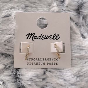 Madewell Gold & CZ Hypoallergenic Titanium Posts Hoop Earrings